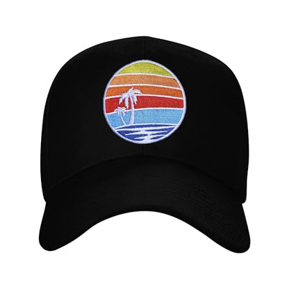 Embroidered Baseball Cap for Women Men Adjustable Baseball Hat Black Baseball Cap Trucker Hat - color: Palm Tree