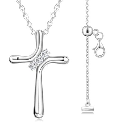 KRKC&CO Moissanite Cross Necklace for Women: D Color VVS1 0,09-0,3ct - color: Silver C