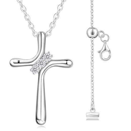 KRKC&CO Moissanite Cross Necklace for Women: D Color VVS1 0,09-0,3ct - color: Silver C