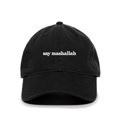 DSGN By DNA Say Mashallah Embroidered Hat Islamic Muslim Faith Inspired Cotton Baseball Cap Adjustable Dad Hat for Men&Women - color: Black