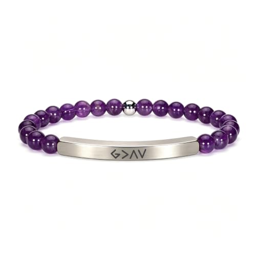 Amethyst Christian Bracelet for Women, 18K Gold Plated Bible Verse Jewelry, Inspirational Religious Faith Gift, Scripture Jewelry for Encouragement & Strength - color: God is greater than highs and lows-Amethyst Silver