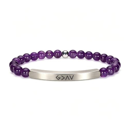 Amethyst Christian Bracelet for Women, 18K Gold Plated Bible Verse Jewelry, Inspirational Religious Faith Gift, Scripture Jewelry for Encouragement & Strength - color: God is greater than highs and lows-Amethyst Silver