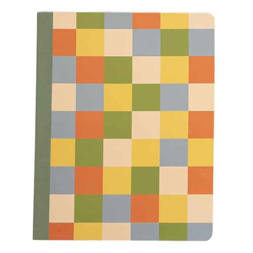 Pearhead Color Block Composition Notebook — College-Ruled, 160 Pages, 7.5" x 9.75", Smooth 80 GSM Paper, Retro Checkerboard Pattern Journal for School, Office & Everyday Writing - color: Colorblock Composition Notebook