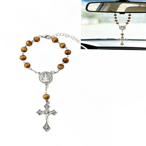 A Prayer Bead Bracelet Designed for Christian Believers, Car Steering Wheel Hanging Beads, car Crosses, car Rearview Mirror Suspension Accessories Decoration, Christian Gifts