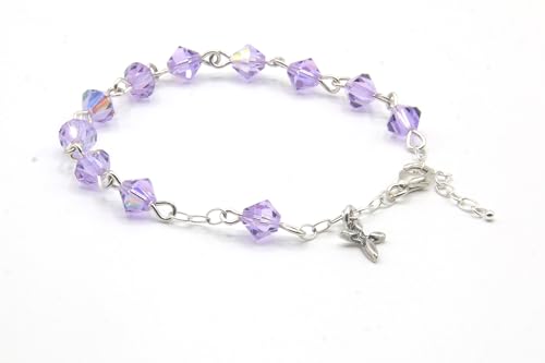 Catholic Communion Rosary Bracelet Created with Swarovski® Crystals, Glass - color: Alexandrite - June