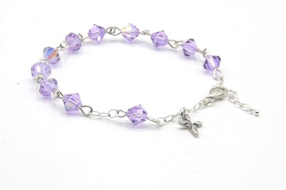Catholic Communion Rosary Bracelet Created with Swarovski® Crystals, Glass - color: Alexandrite - June