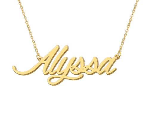 Aoloshow Personalized Name Necklace Custom Any Name Necklaces Jewelry for Womens New Mom Bridesmaid Gift - style: Gold - Alyssa