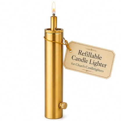 Religious Supply Center - Refillable Candle Lighter for Church Candlelighters, Made in USA with Solid Brass
