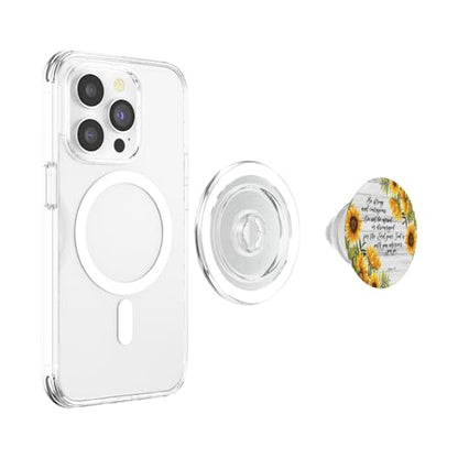 Joshua 1 9 Christian Bible Verse Sunflower Scripture Quote PopSockets PopGrip for MagSafe - style: Magnetic PopGrip
