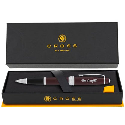 Cross Bailey Personalized Rollerball Pen in Red Lacquer with Chrome Trim - color: Red