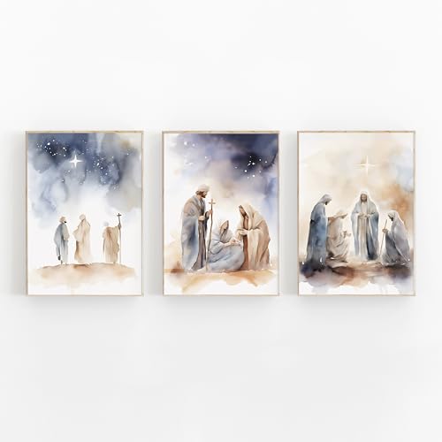 KERAXL Jesus Poster Canvas Christian Wall Art Religious Wall Decor God Picture Prints For Home Decor (8×12 inch,Set of 3,Unframed)