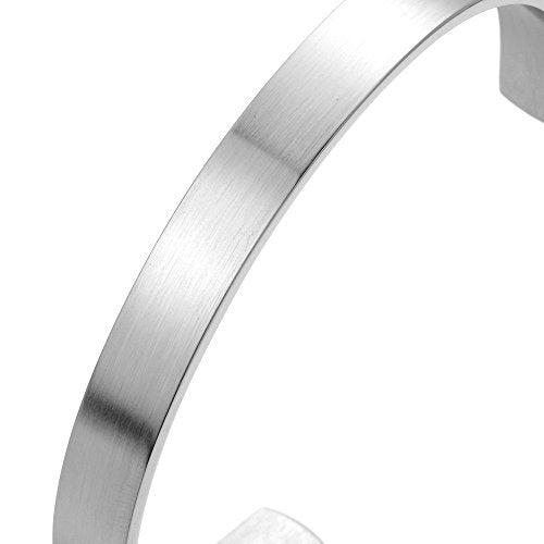 Stainless Steel Adjustable Cuff Bangle Bracelet for Men Women Minimalist - color: H-Metal Color: Silver