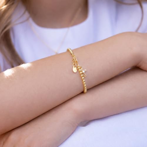 Cherished Moments Beaded Bracelet, .925 Sterling Silver or 14K Gold-Plated - color: Gold LG (5-10 years)