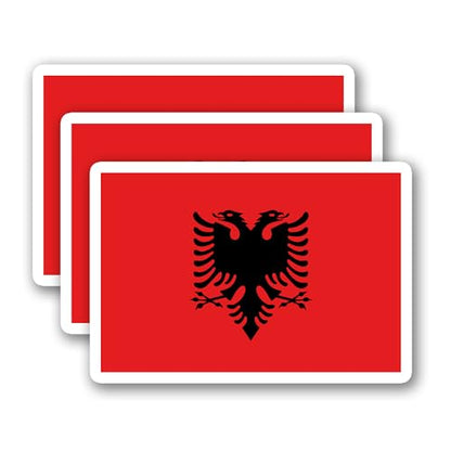 (3Pcs) Albania Flag Stickers – Albanian Sticker National Flag Vinyl Decals - color: Albania
