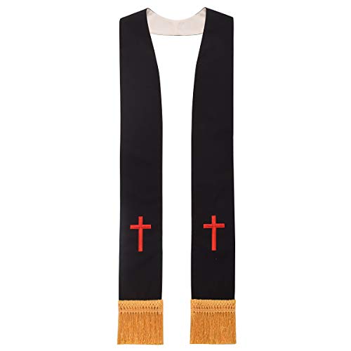 BLESSUME Church Clergy Pastor Reversible Stole - color: White and Black 1