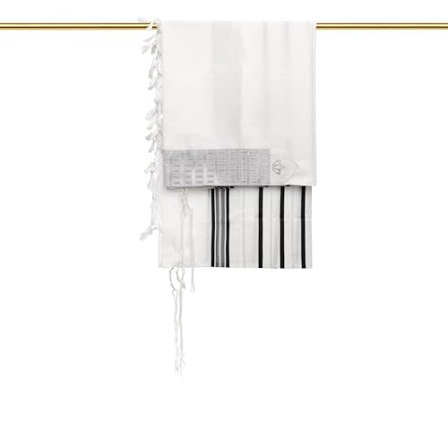 A supervised kosher Tallit Gadol Prayer Shawl from Israel,Wedding Model Diamond,Non-Slip.Wash and Iron easily. - color: With Black Stripes, size: Size 70 - 80 x 60 Inch