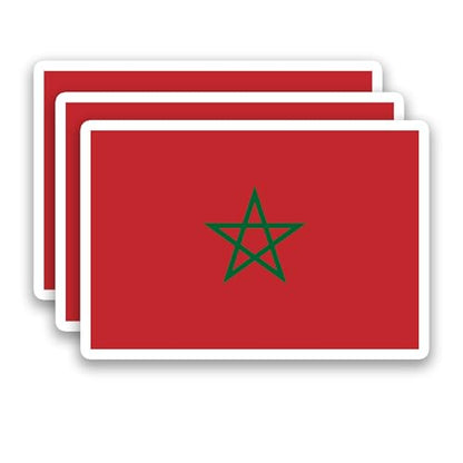 (3Pcs) Morocco Flag Stickers – Moroccan Sticker, Country Flag Vinyl Decal - color: Morocco