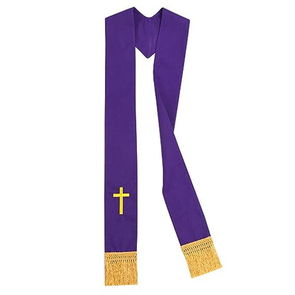 BLESSUME Church Clergy Pastor Cross Embroidered Stole - color: Purple 6
