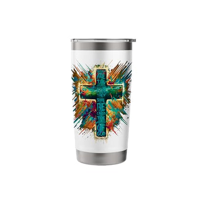 Abstract Cross Blessed Are The Peacemakers Matthew 5:9 Stainless Steel Insulated Tumbler - color: White