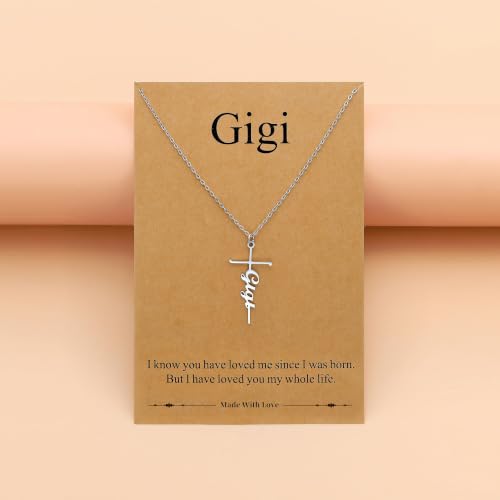 Lcherry Birthday Gifts for Grandma Mom Daughter Teacher Cross Necklace for Women Christian Necklaces Religious Gifts Jewelry for Women Mother's Day - style: Gigi-Silver
