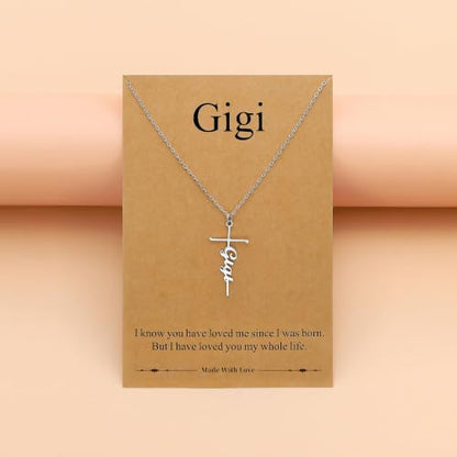 Lcherry Birthday Gifts for Grandma Mom Daughter Teacher Cross Necklace for Women Christian Necklaces Religious Gifts Jewelry for Women Mother's Day - style: Gigi-Silver