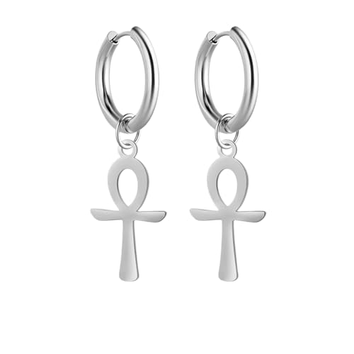 14K Yellow Gold Ankh Earrings For Women Men, The Key Of The Nile Ankh Pendant Symbol Sterling Silver Egyptian Jewelry For Men, Ankh Cross Drop Earrings Women Dangle Earrings Amulet Crucifix Egyptian Earrings For Women, Ankh Necklace Women - color: Ankh Ea