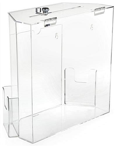 Donation Collection Office Suggestion Acrylic Ballot Box 9 x 8 inch with Display area of 8 x 3.75 inch comes with 2 business card size pockets and lock with set of keys (clear) - color: Clear