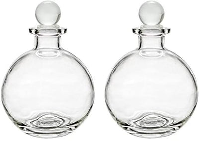 Nakpunar 8.5 oz (250 ml) Spherical Clear Glass Bottle with Round Stopper – Liquor, Oils, Wedding Favors (Pack of 2) - size: 8.5 Ounces (Pack of 2)