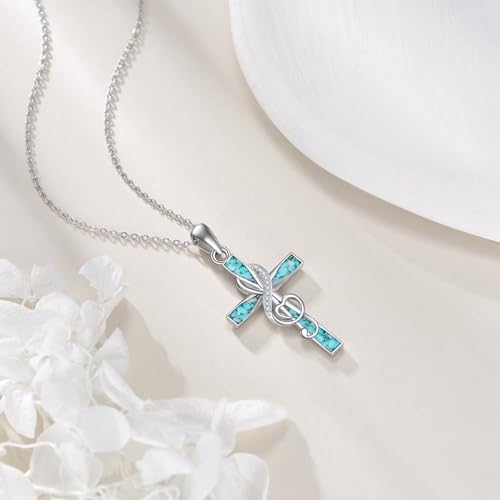 ONEFINITY Cross Necklace 925 Sterling Silver Cross Pendant Religious Jewelry Gifts - style: Music Note Cross