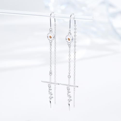 PRAYMOS Cross Earring for Women Dangle 925 Sterling Silver Mustard Seed Earrings Hypoallergenic Christian Religious Faith of a Mustard Seed Jewelry Gifts