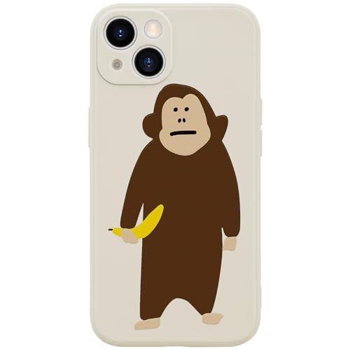 Funny Monkey Phone Case for iPhone 11 Cute Monkey Banana Case Cover Liquid Silicone Soft Gel Rubber Matt Phone Cover with Microfiber Lining - color: Monkey, size: iPhone 11