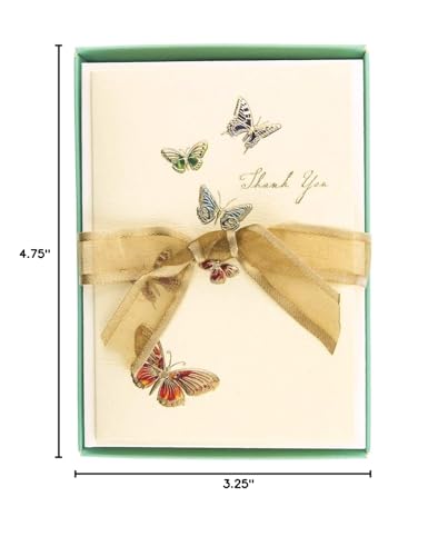Graphique Butterflies La Petite Presse Boxed Thank You Notes - 10 Cards with Matching Envelopes and Storage Box, 3.25" x 4.75" - color: Butterflies