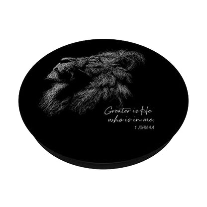 Lion of Judah - 1 John 4:4 Bible Verse PopSockets Swappable PopGrip