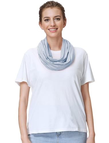 Lina & Lily Premium Modal Jersey Knit Women's Infinity Scarf Loop Lightweight - color: Baby Blue