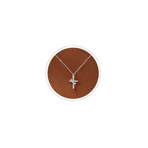 Carffordo 925 Sterling Silver Cross Necklace, Dainty Necklace for Women - style: Silver Crown Cross