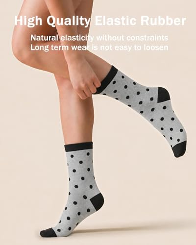 6 Pairs Crew Socks for Women, Soft Cute Funny Cotton Socks - color: Nocturne Melody