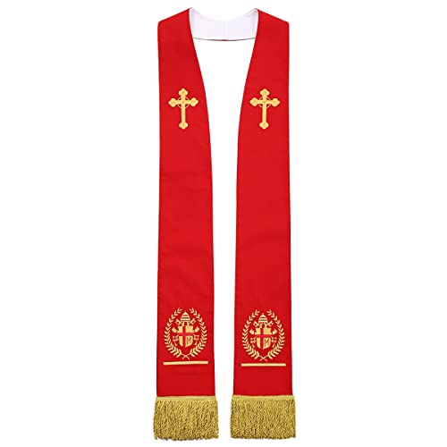 BLESSUME Church Clergy Pastor Reversible Stole - color: Red and White 4