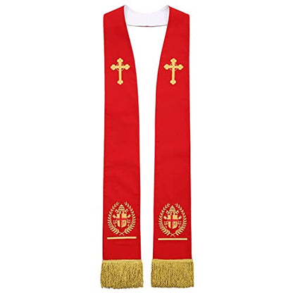 BLESSUME Church Clergy Pastor Reversible Stole - color: Red and White 4