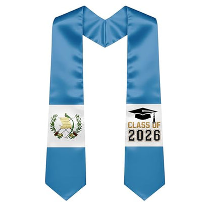National Flag Graduation Stole Sash - 72" Long Unisex Honors Stole for Students - color: Guatemala