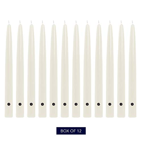 Colonial Candle Unscented Taper Candle, Handipt Collection, White, 12 In, Pack of 12 - Up to 10 Hours Burn - color: White, size: 12 In, style: Handipt