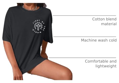Jesus Oversized Shirts Women Christian Faith Tee Religious Bible Verse Tops - color: Dark Grey, size: Small