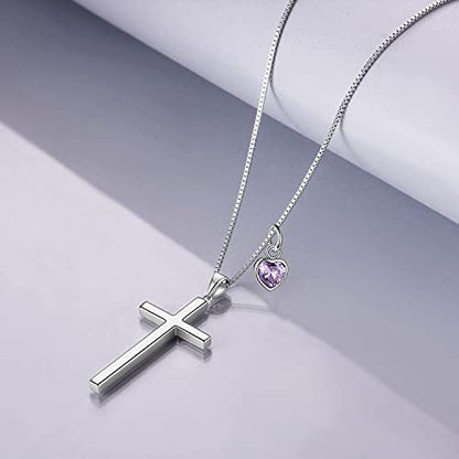 POPLYKE Cross Necklace 925 Sterling Silver Philippians 4:13 I Can Do All The Things Inspirational Necklace Gifts for Women Men 20+2'' - color: silver-06 June