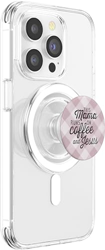 This Mama Runs on Coffee and Jesus Cute Christian Mom Quote PopSockets PopGrip: Swappable Grip for Phones & Tablets PopSockets MagSafe PopGrip for iPhone - style: MagSafe