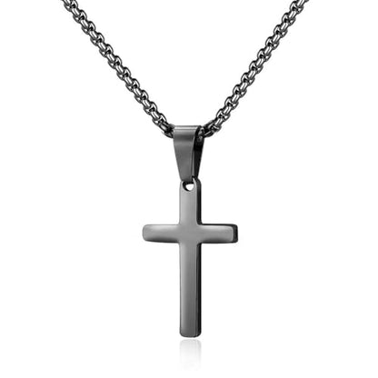 M MOOHAM Cross Necklace for Men, Stainless Steel Cross Chain - color: Black: Cross Pendant 1"*0.6"