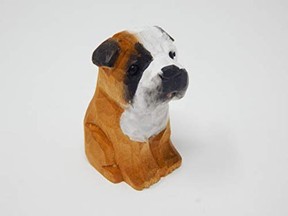 Selsela English Bulldog Wooden Figurine – Hand-Carved Miniature Puppy Dog Statue, Small Pet Canine Sculpture, Handmade Home Decor & Collectible Gift - style: English Bulldog