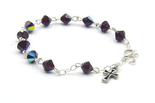 Catholic Communion Rosary Bracelet Created with Swarovski® Crystals, Glass - color: Garnet - January
