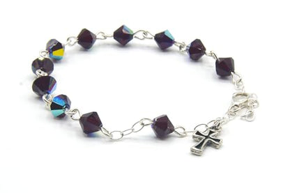 Catholic Communion Rosary Bracelet Created with Swarovski® Crystals, Glass - color: Garnet - January