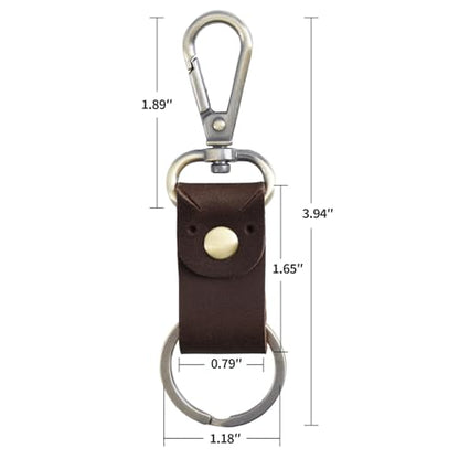 Jack&Chris Genuine Leather Keychain, Small Keychain for Man and Women, Key Holder Mens Belt Key Chain Ring, Red Brown - color: 2pack-red Brown