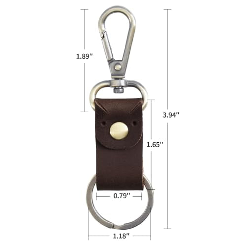 Jack&Chris Genuine Leather Keychain, Small Keychain for Man and Women, Key Holder Mens Belt Key Chain Ring, Red Brown - color: 2pack-red Brown