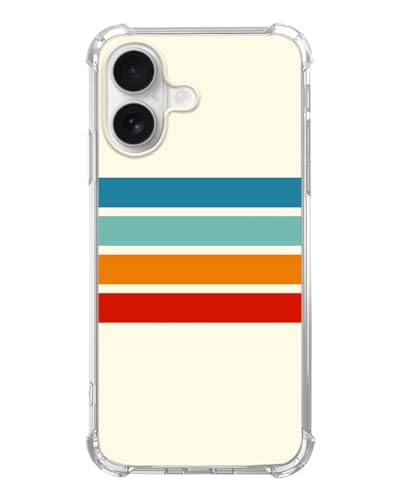 Retro 70s Stripes Phone Case Compatible with iPhone 17, Vintage Aesthetic Color Palette Rainbow Phone Cover for iPhone 17 - color: 70s Stripes